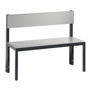 Sitzbank Basic Plus von CLP mit Rückenlehne und 4-Fußgestell in Schwarzgrau und Silbergrau, Breite: 100 cm