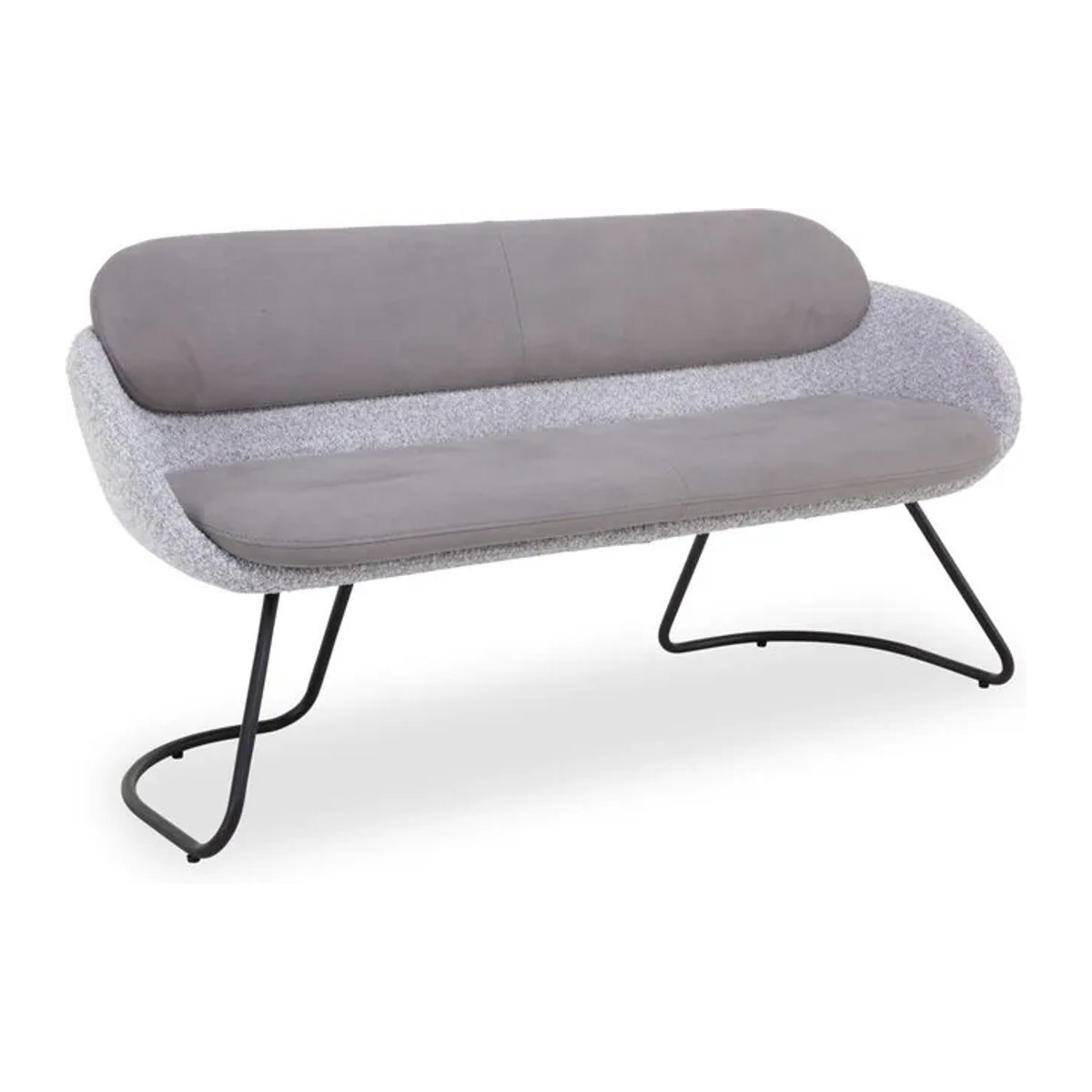 Sitzbank KOINOR BOOGIE mit Rückenlehne in Grau und Schwarz, modern aus Stoff und Metall, B/H/T: 171 x 82 x 60 cm - Bild 1