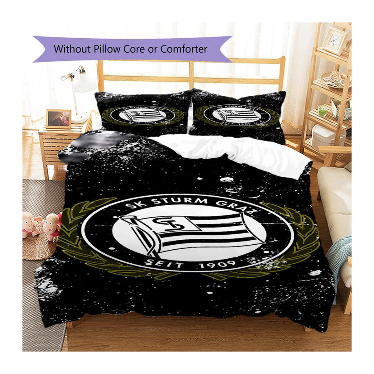 SK Sturm Graz Muster Bettwäsche Set mit 1 Bettbezug und 2 Kissenbezügen B/H: 140 x 200 cm - Bild 11