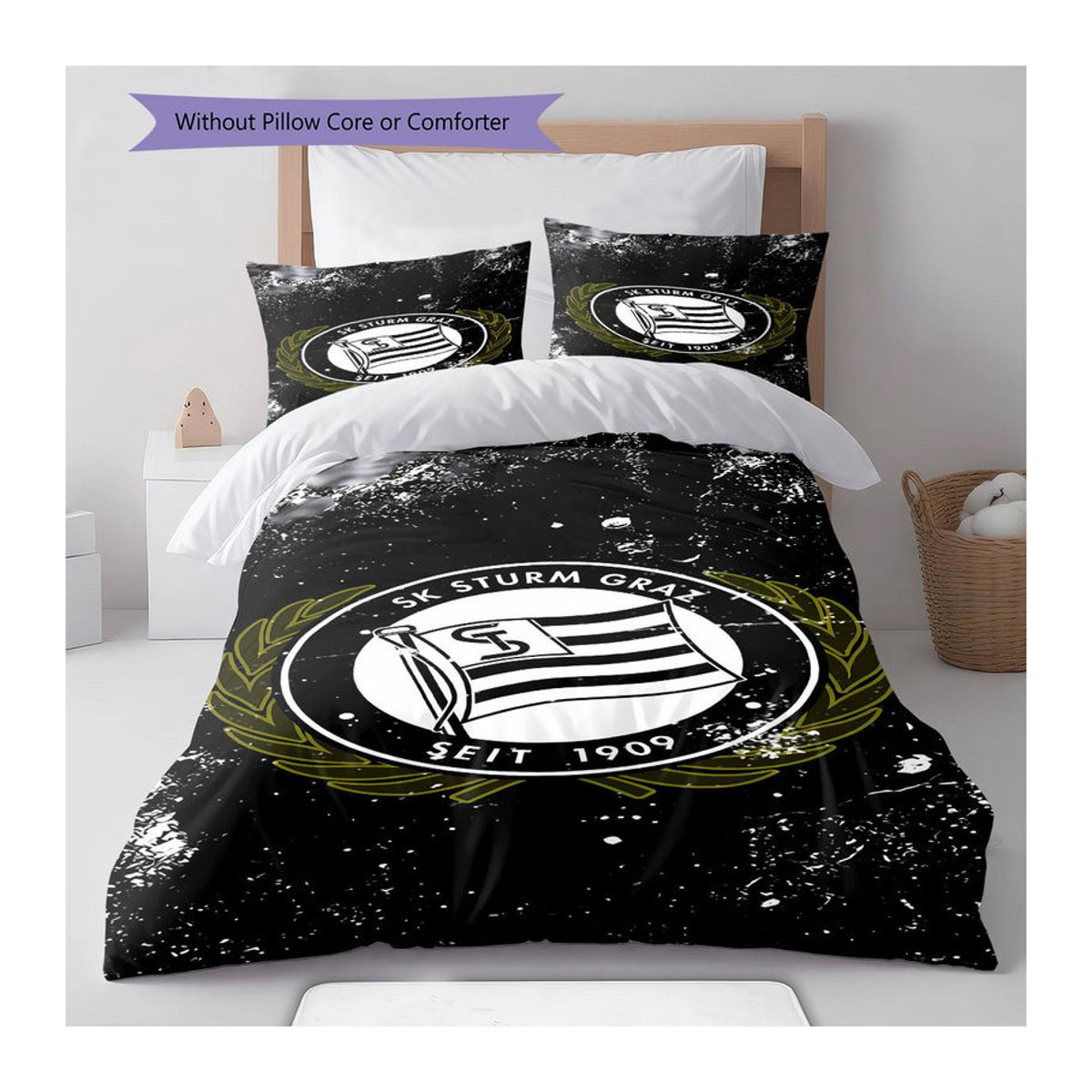 SK Sturm Graz Muster Bettwäsche Set mit 1 Bettbezug und 2 Kissenbezügen B/H: 140 x 200 cm - Bild 4