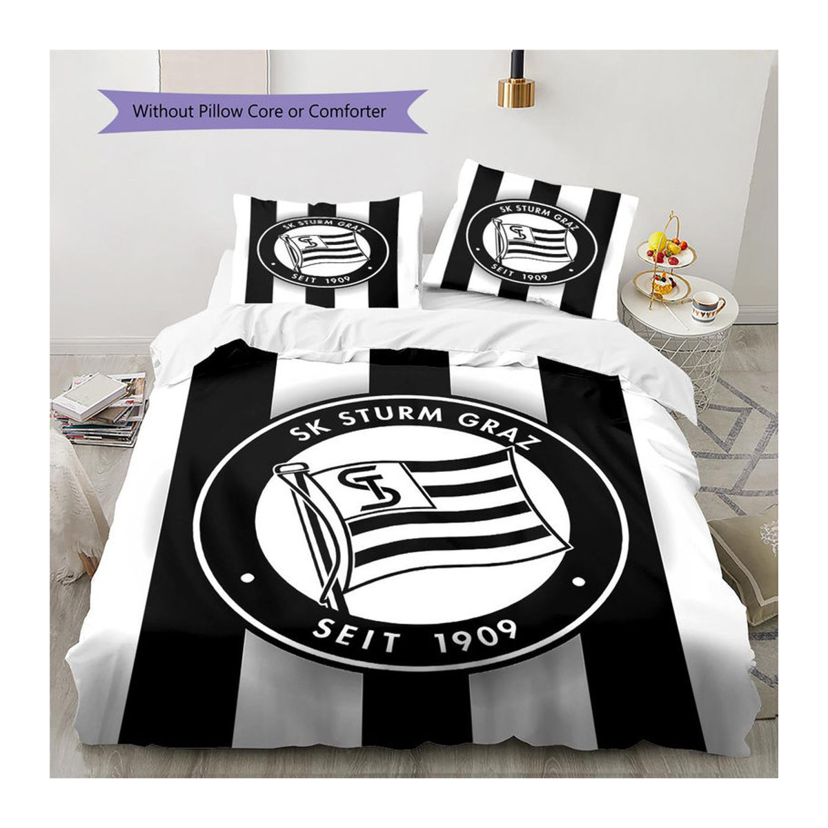 SK Sturm Graz Muster Bettwäsche Set mit 1 Bettbezug und 2 Kissenbezügen B/H: 140 x 200 cm - Bild 6