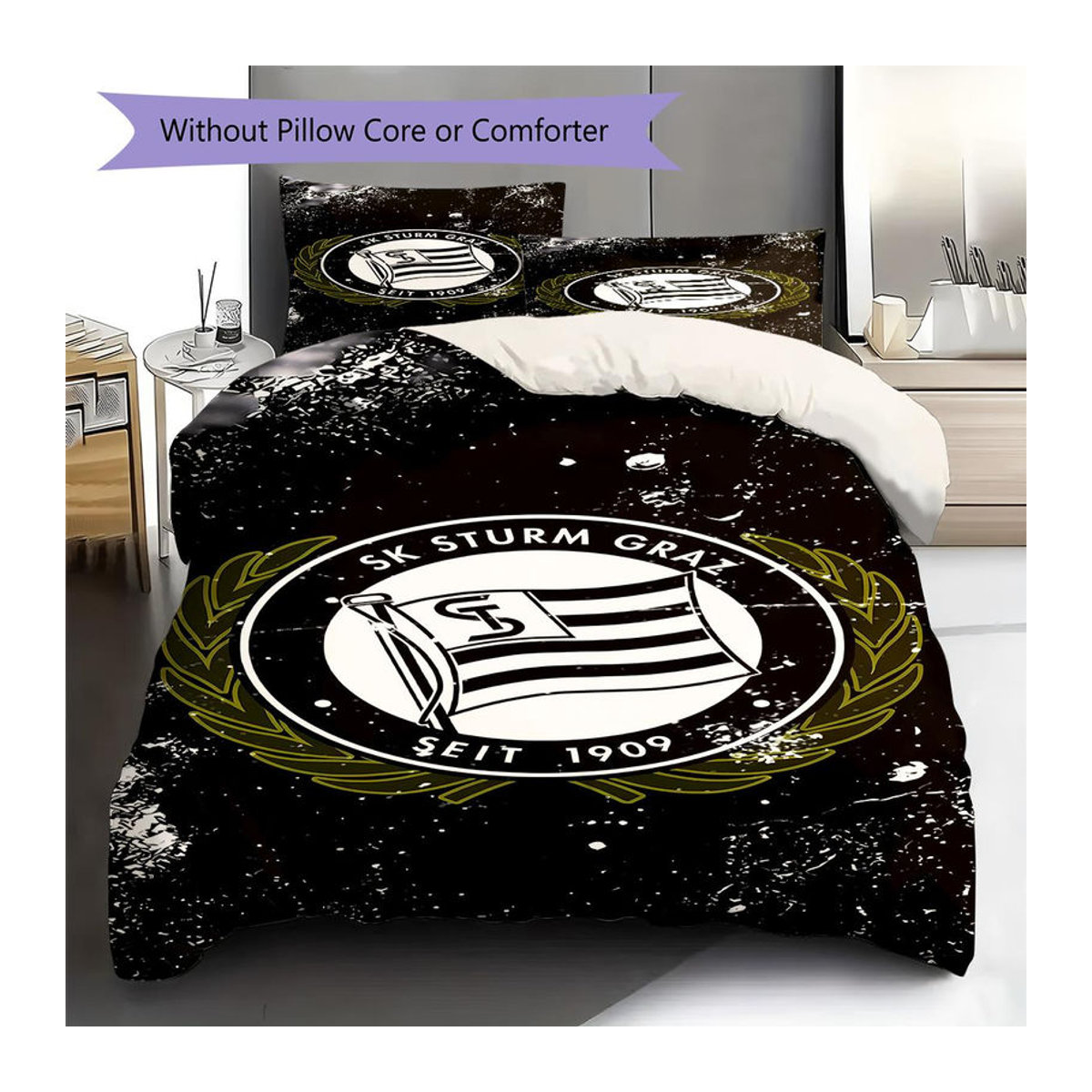 SK Sturm Graz Muster Bettwäsche Set mit 1 Bettbezug und 2 Kissenbezügen B/H: 140 x 200 cm - Bild 9