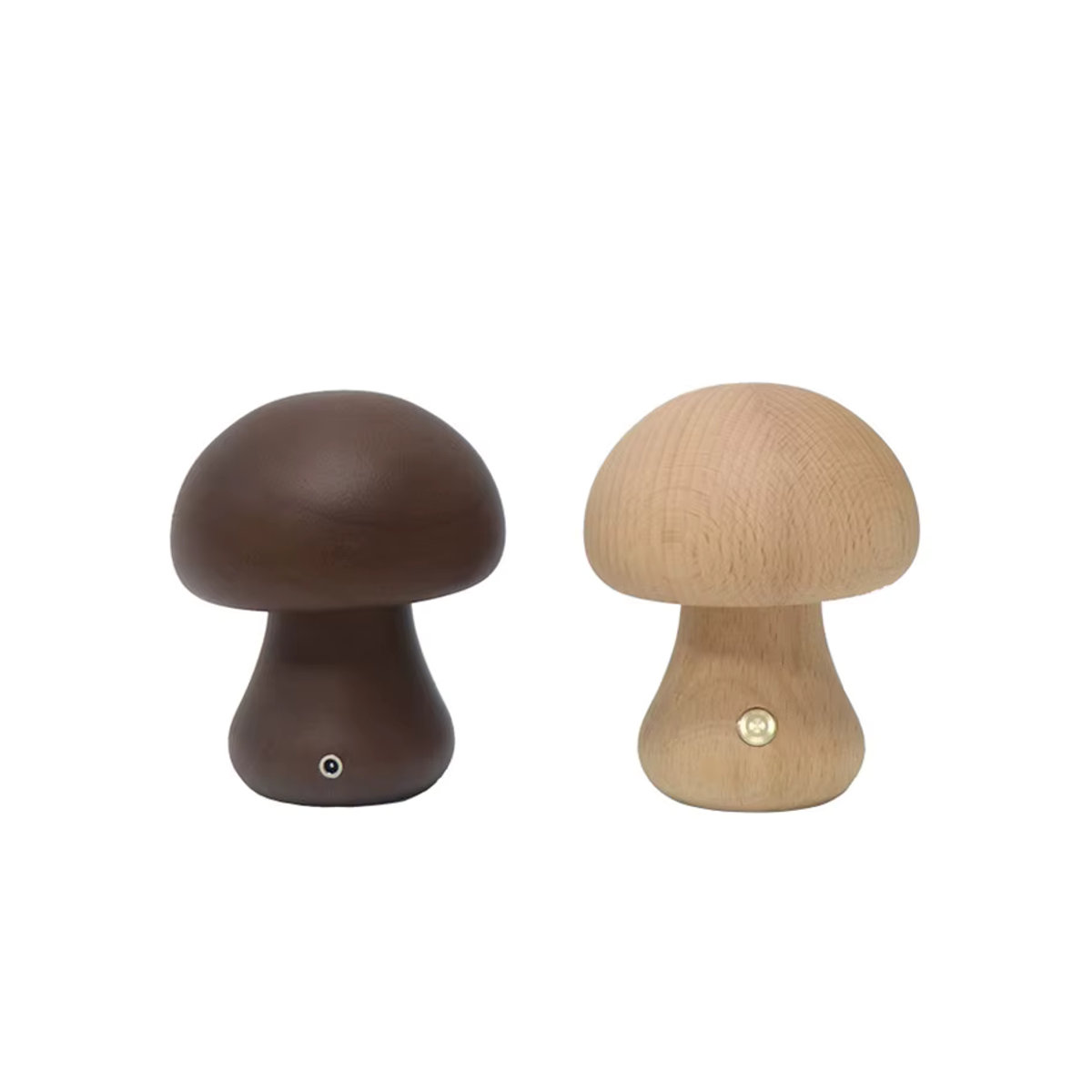 Skandinavische LED Nachttischlampe aus Holz in Natur mit Pilz-Design und Touch-Schalter - Bild 5