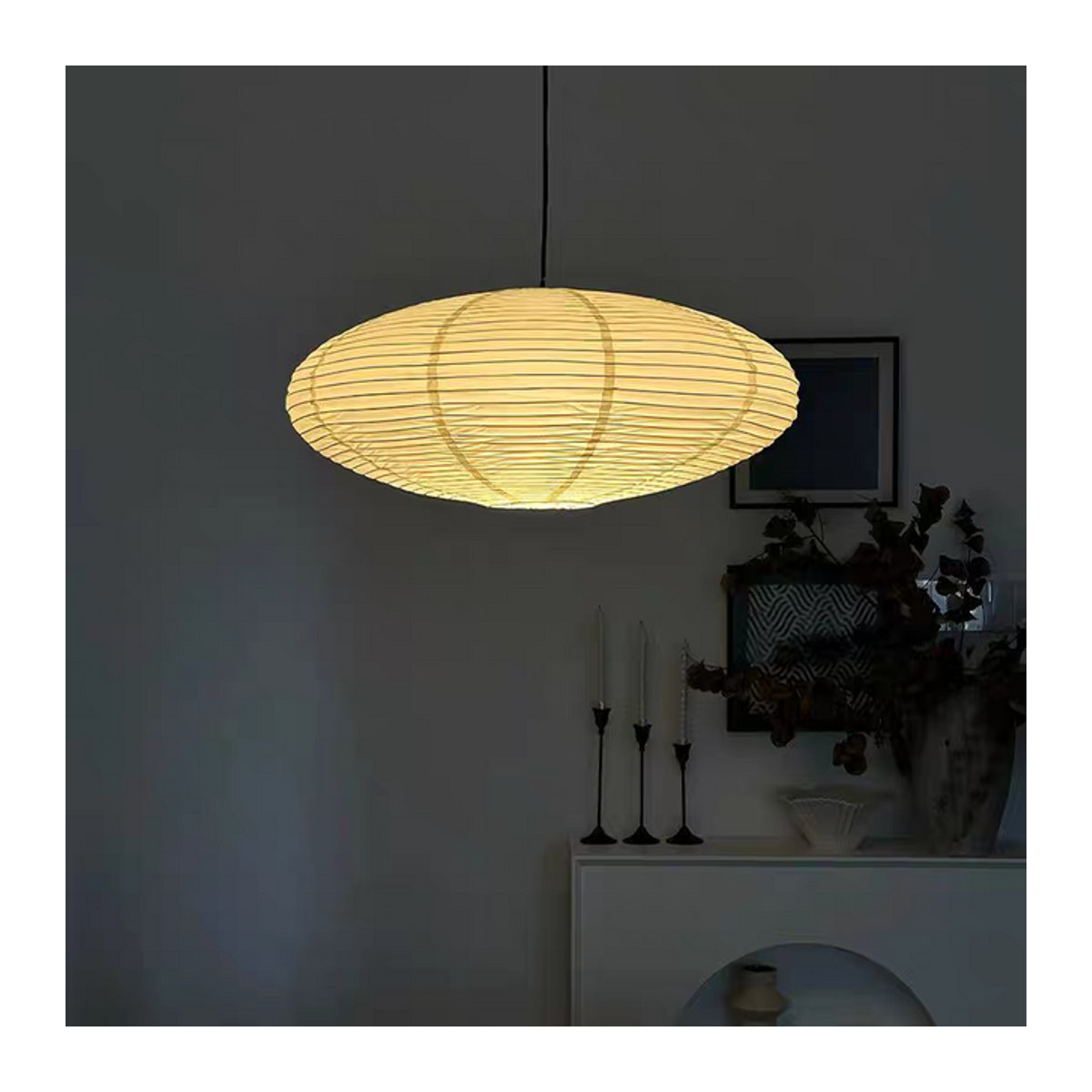 Skandinavische Pendelleuchte JIANKEXING aus Papier in Beige als Deckenlampe für Wohnzimmer und Esszimmer - Bild 1
