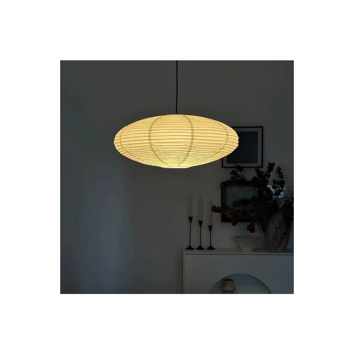 Skandinavische Pendelleuchte JIANKEXING aus Papier in Beige als Deckenlampe für Wohnzimmer und Esszimmer - Bild 5