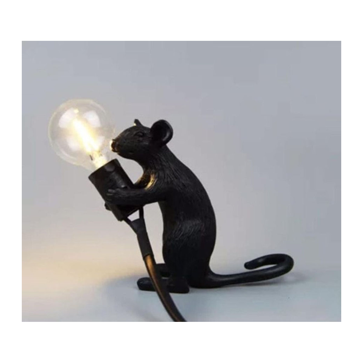 Skandinavische Tischlampe Maus aus Kunstharz in Schwarz für Wohnzimmer und Schlafzimmer - Bild 1