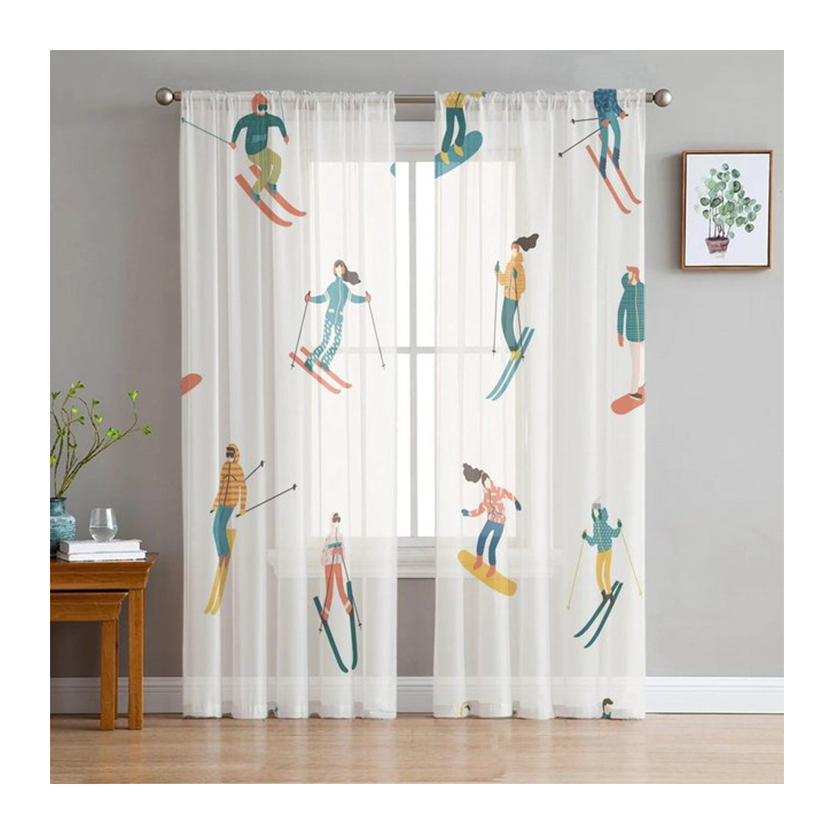 Ski Line Sport Tüllvorhang transparent elegant für Wohnzimmer Küche Schlafzimmer und Balkon B: 135 cm, H: 114 cm - Bild 1