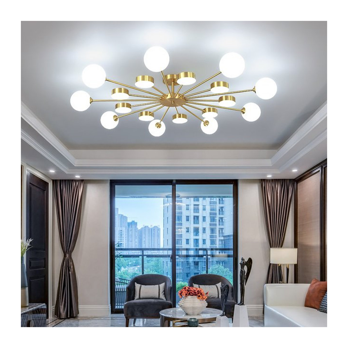 Sky Rose LED Deckenlampe meigheiath Nordic Kronleuchter im skandinavischen Design aus Metall für Wohnzimmer und Schlafzimmer - Bild 1