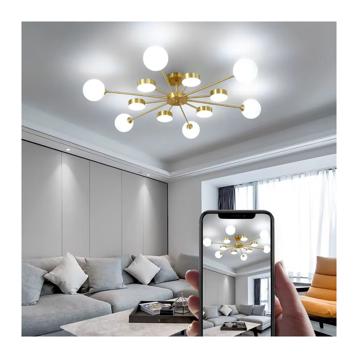 Sky Rose LED Deckenlampe meigheiath Nordic Kronleuchter im skandinavischen Design aus Metall für Wohnzimmer und Schlafzimmer - Bild 3