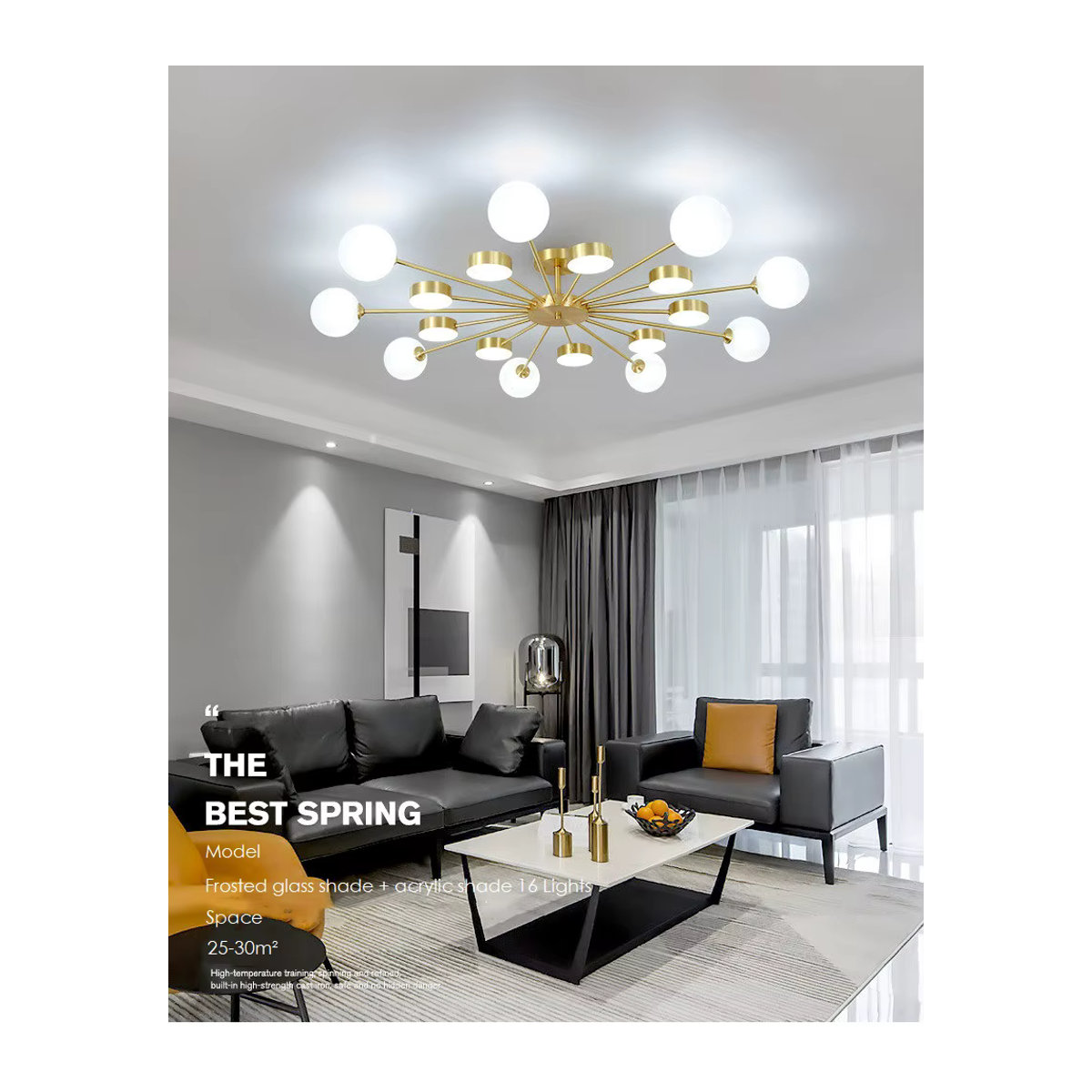 Sky Rose LED Deckenlampe meigheiath Nordic Kronleuchter im skandinavischen Design aus Metall für Wohnzimmer und Schlafzimmer - Bild 4