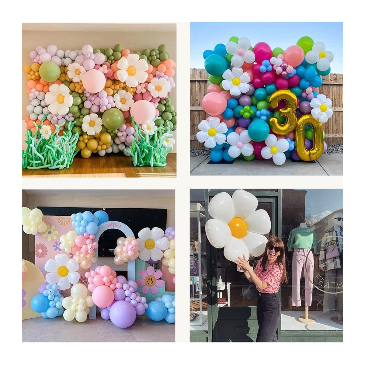 Skyfree Gänseblümchen-Folienballons in Weiß für Boho-Dekorationen bei Geburtstag, Hochzeit oder Ostern - Bild 3