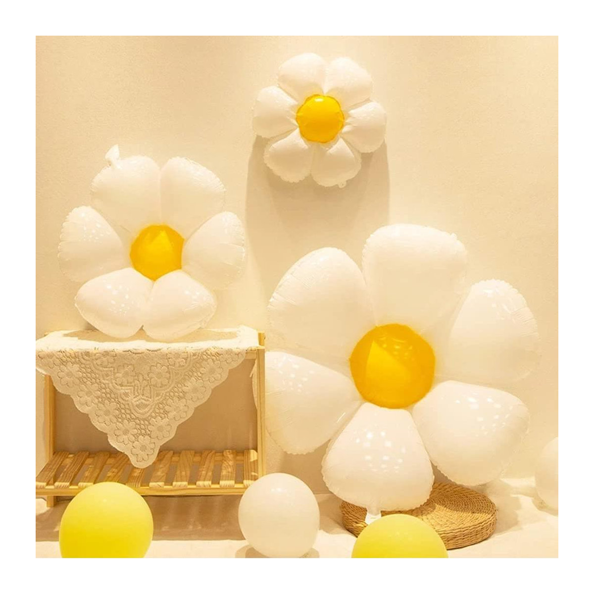 Skyfree Gänseblümchen-Folienballons in Weiß für Boho-Dekorationen bei Geburtstag, Hochzeit oder Ostern - Bild 6