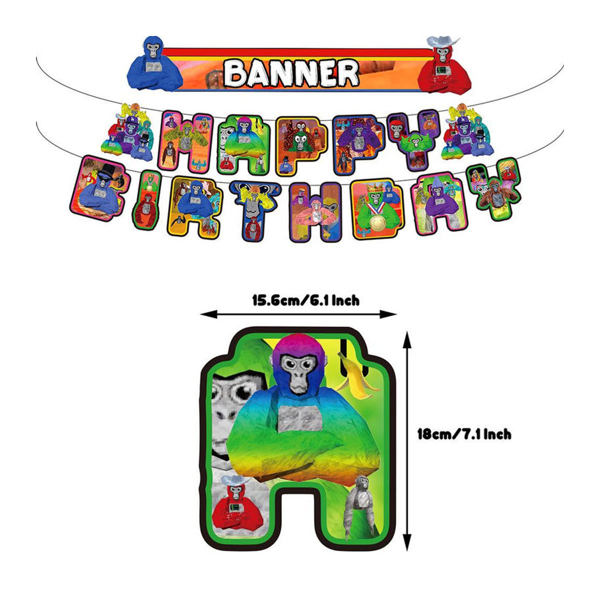 Skyfree Gorilla Tag VR Party-Dekorationsset für Kinder mit Banner, Luftballons und Cake Topper in Mehrfarbig - Bild 3