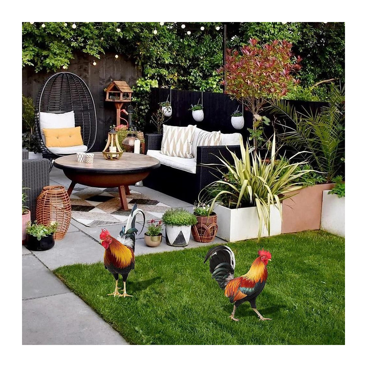 Skyfree Hahn Hühner Statue Set für die Outdoor Garten und Hof Dekoration als Kunstfigur Skulptur - Bild 2