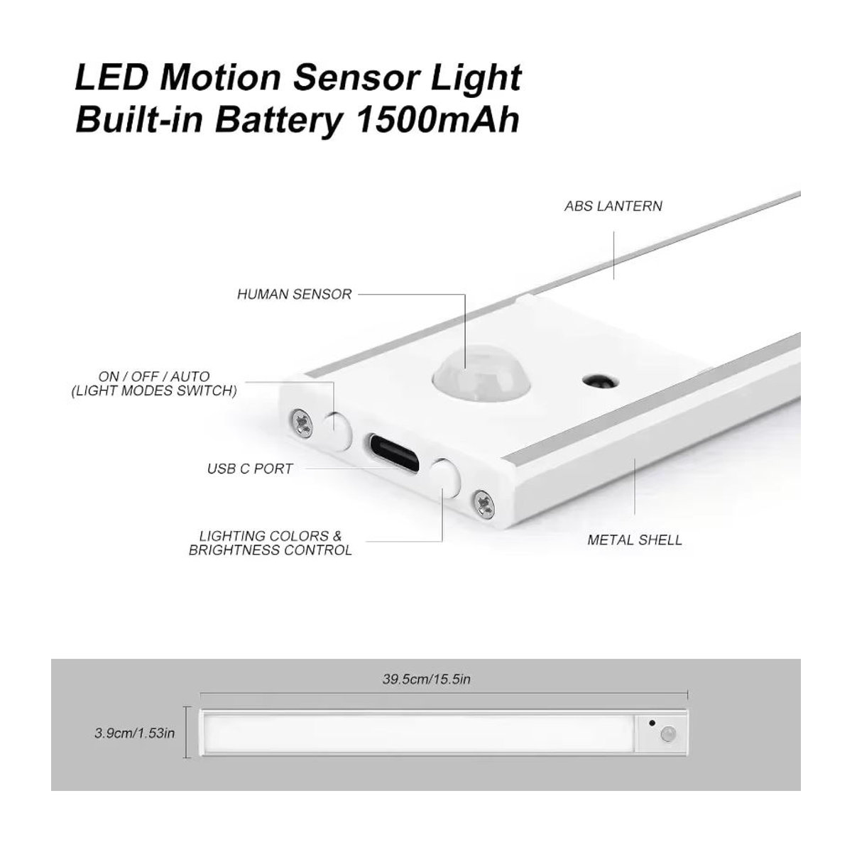SKYSHADOW LED-Nachtlicht mit Bewegungssensor, minimalistisches Design, wiederaufladbar über USB, 1500 mAh, für Zimmer, Küche, Schrank, Treppenhaus und Flur - Bild 4