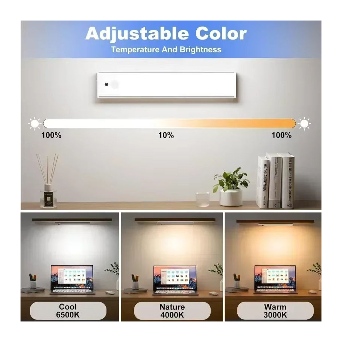 SKYSHADOW LED-Nachtlicht mit Bewegungssensor, minimalistisches Design, wiederaufladbar über USB, 1500 mAh, für Zimmer, Küche, Schrank, Treppenhaus und Flur - Bild 5