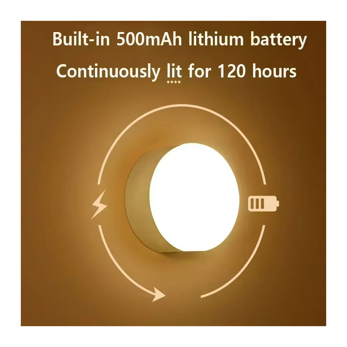 SKYSHADOW LED-Touch-Nachtlicht in Weiß, kabellose magnetische Nachttischlampe mit 500 mAh Akku und USB-Ladefunktion - Bild 3