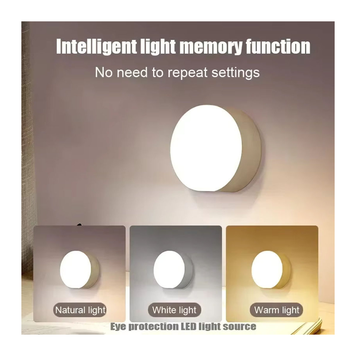 SKYSHADOW LED-Touch-Nachtlicht in Weiß, kabellose magnetische Nachttischlampe mit 500 mAh Akku und USB-Ladefunktion - Bild 5