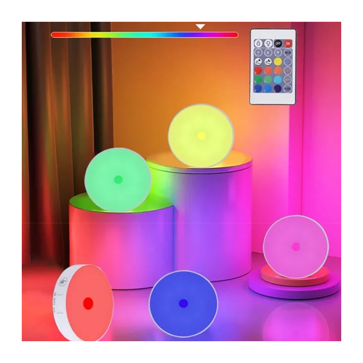 SKYSHADOW RGB Nachtlicht mit Bewegungssensor, kabellose LED-USB-Akku-Nachttischlampe in Bunt, minimalistisches Design - Bild 1