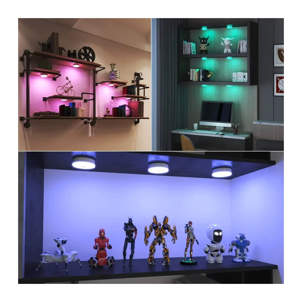 SKYSHADOW RGB Nachtlicht mit Bewegungssensor, kabellose LED-USB-Akku-Nachttischlampe in Bunt, minimalistisches Design - Bild 5