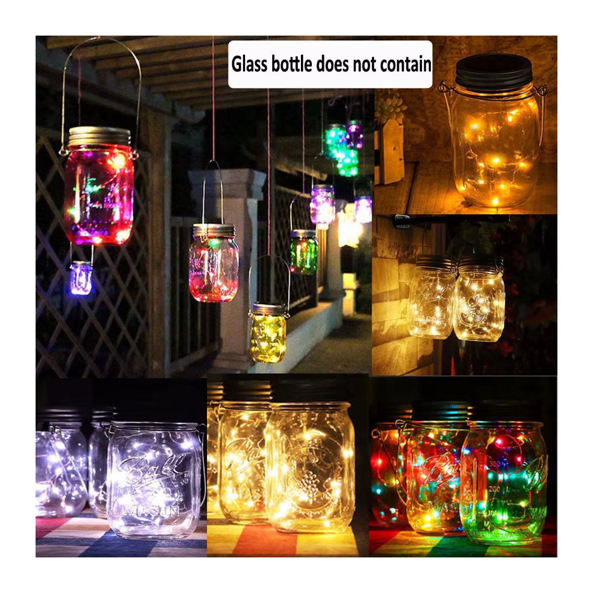 SKYSHADOW Solar LED Fairy Light Set für Mason Jars, Bunte Glas-Lichterkette zur Garten- und Partydekoration - Bild 2