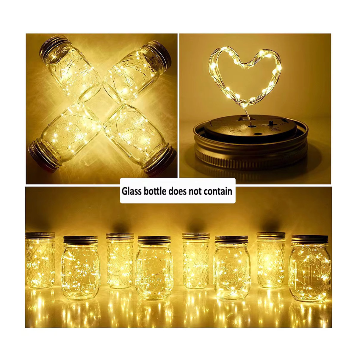SKYSHADOW Solar LED Fairy Light Set für Mason Jars, Bunte Glas-Lichterkette zur Garten- und Partydekoration - Bild 3