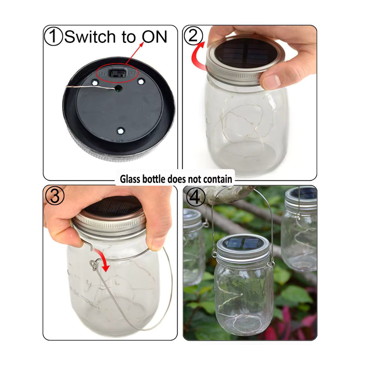 SKYSHADOW Solar LED Fairy Light Set für Mason Jars, Bunte Glas-Lichterkette zur Garten- und Partydekoration - Bild 6