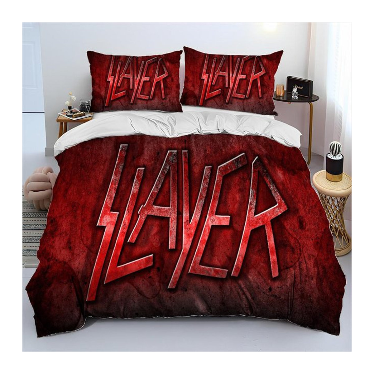 Slayer Heavy Metal Band Bettwäsche Set mit Bettbezug und Kissenbezug, Single Größe, B: 135 cm, L: 200 cm - Bild 1