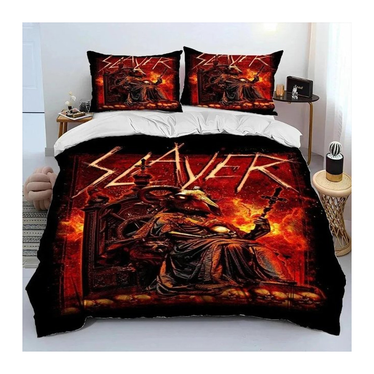 Slayer Heavy Metal Band Bettwäsche Set mit Reißverschluss, Bettbezug und Kissenbezug, B/H: 133 x 70 cm - Bild 1