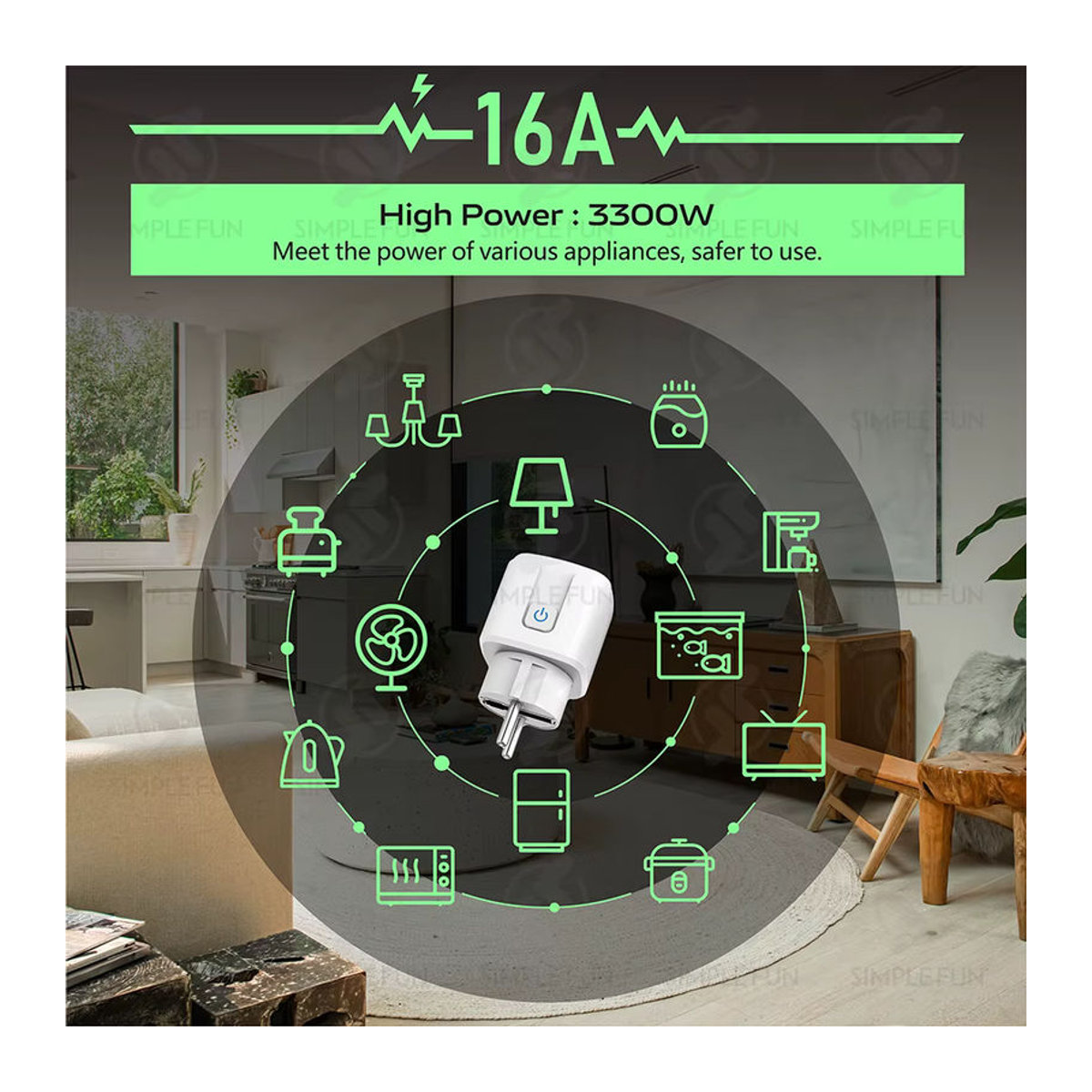 SLMPLEFUN Smart Home Drahtlose Fernbedienung Steckdose mit 16A EU FR Stecker in Weiß - Bild 2