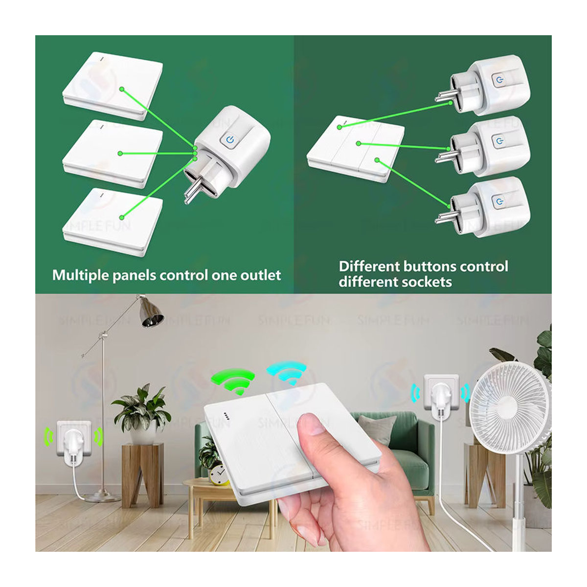SLMPLEFUN Smart Home Drahtlose Fernbedienung Steckdose mit 16A EU FR Stecker in Weiß - Bild 3