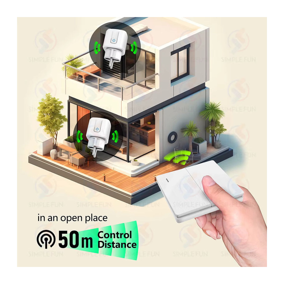SLMPLEFUN Smart Home Drahtlose Fernbedienung Steckdose mit 16A EU FR Stecker in Weiß - Bild 4