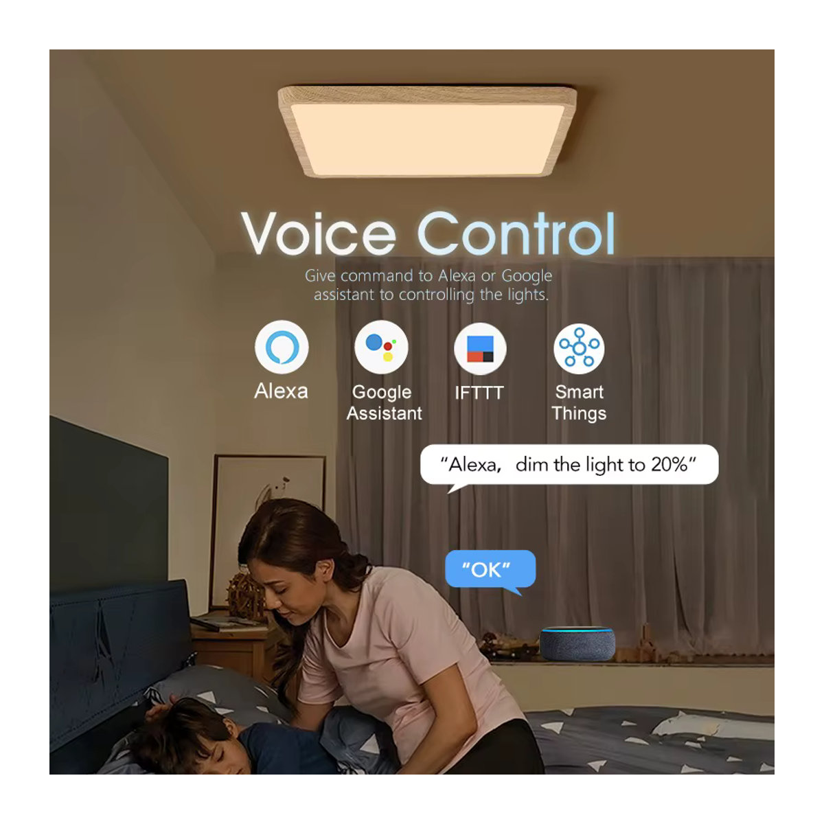 Smart LED Deckenlampe MARPOU in Schwarz mit 36W, WiFi und Bluetooth, dimmbar via Tuya App sowie Sprachsteuerung für Alexa und Google Assistant, minimalistisches Design - Bild 2
