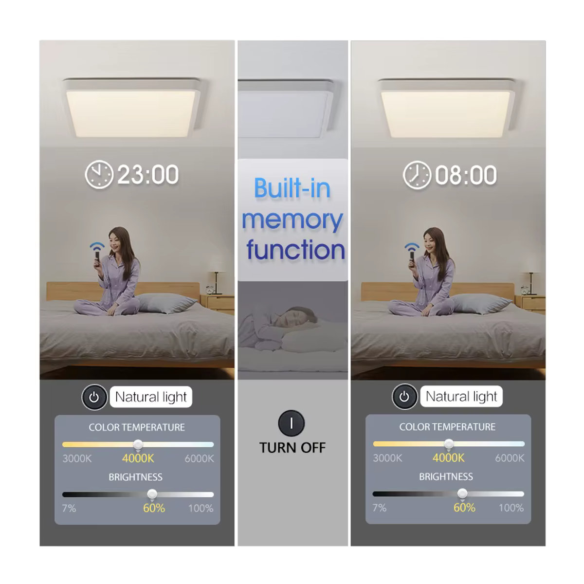 Smart LED Deckenlampe MARPOU in Schwarz mit 36W, WiFi und Bluetooth, dimmbar via Tuya App sowie Sprachsteuerung für Alexa und Google Assistant, minimalistisches Design - Bild 3