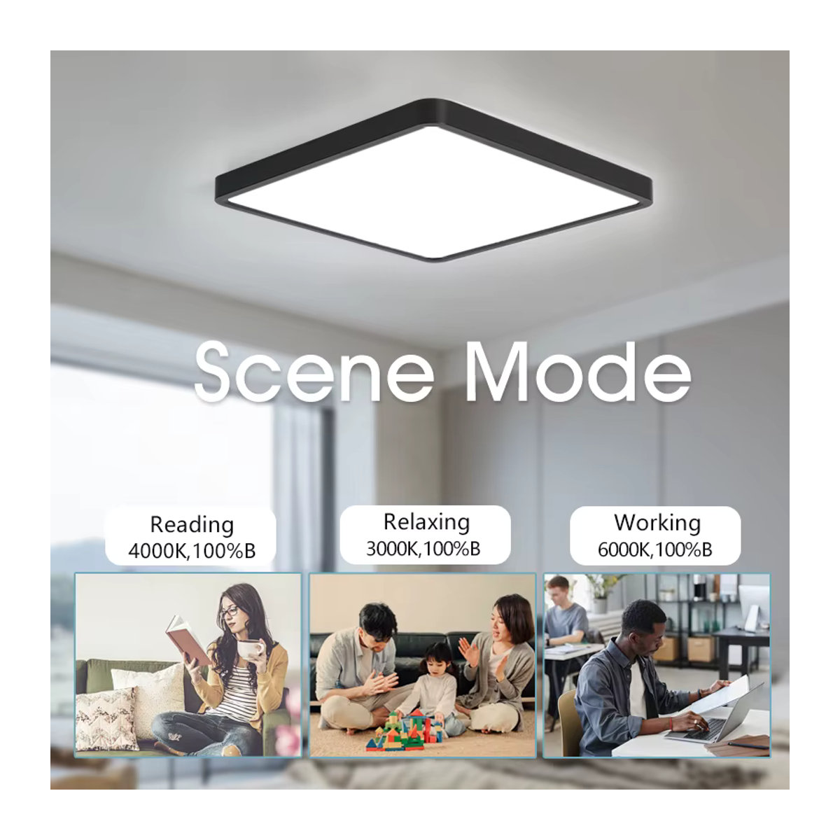 Smart LED Deckenlampe MARPOU in Schwarz mit 36W, WiFi und Bluetooth, dimmbar via Tuya App sowie Sprachsteuerung für Alexa und Google Assistant, minimalistisches Design - Bild 4