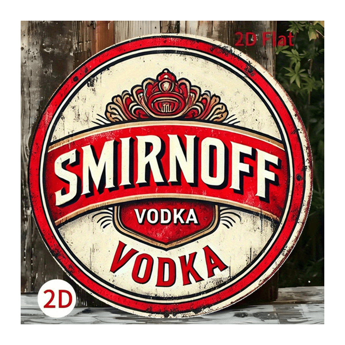 Smirnoff Vintage Wandkunstschild aus Metall, rund, mehrfarbig, Durchmesser: 20,3 cm - Bild 1