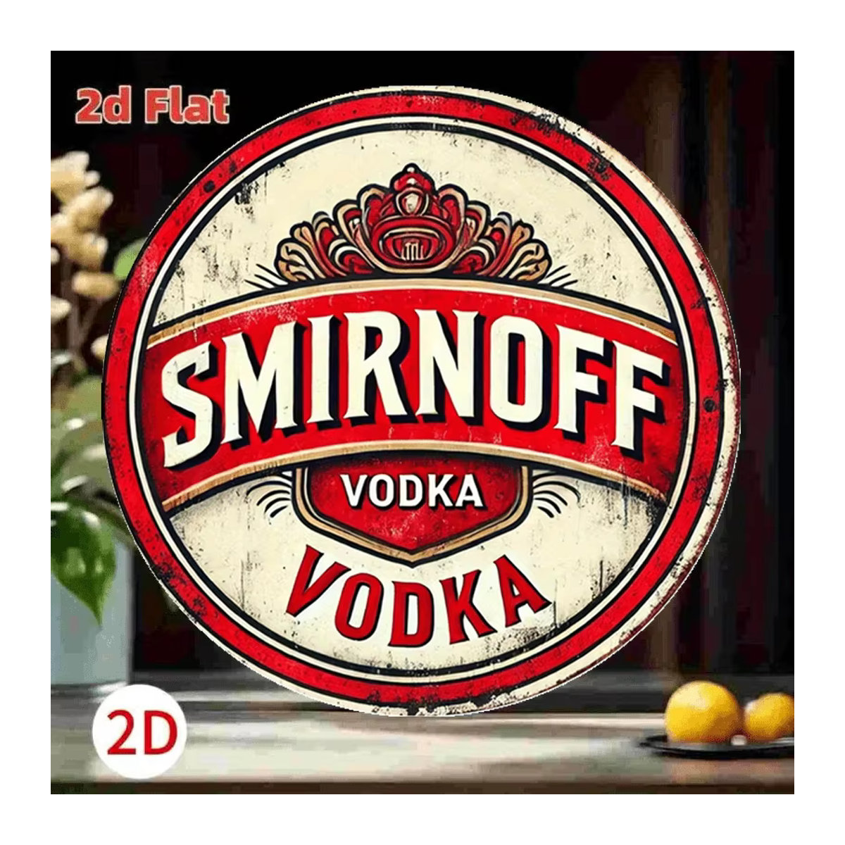 Smirnoff Vintage Wandkunstschild aus Metall, rund, mehrfarbig, Durchmesser: 20,3 cm - Bild 2