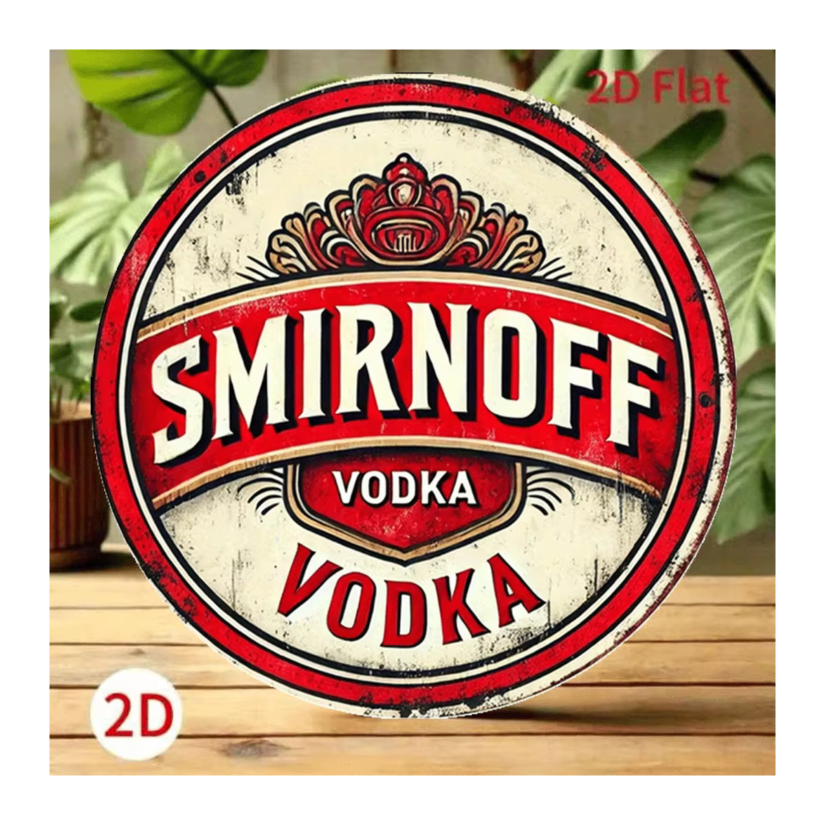 Smirnoff Vintage Wandkunstschild aus Metall, rund, mehrfarbig, Durchmesser: 20,3 cm - Bild 3