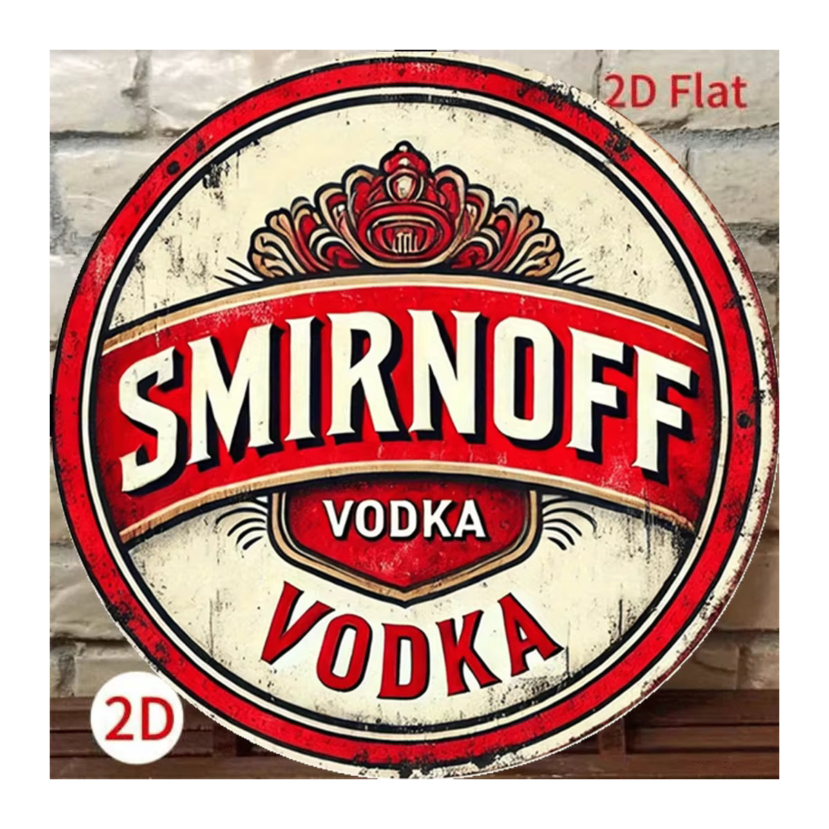 Smirnoff Vintage Wandkunstschild aus Metall, rund, mehrfarbig, Durchmesser: 20,3 cm - Bild 4