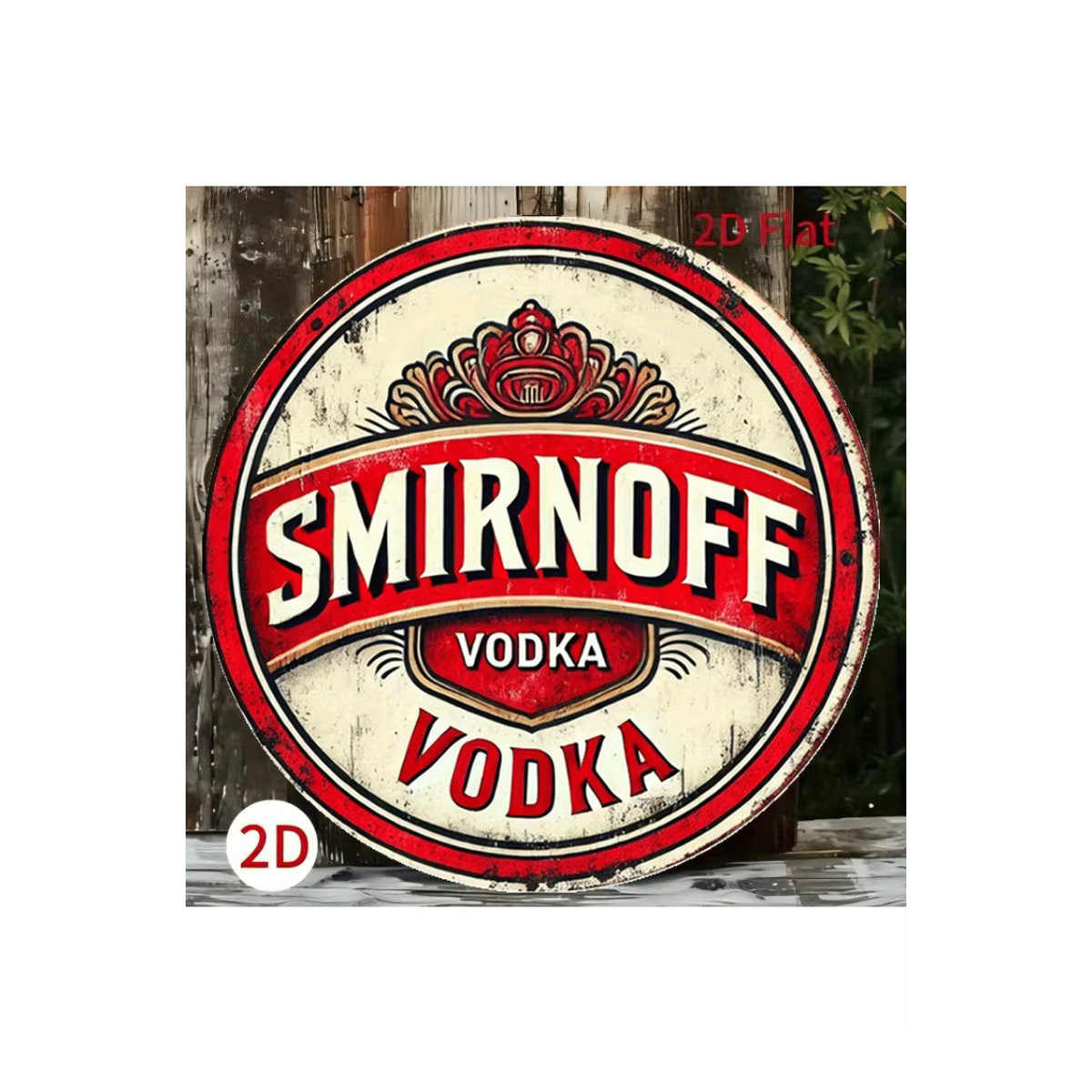 Smirnoff Vintage Wandkunstschild aus Metall, rund, mehrfarbig, Durchmesser: 20,3 cm - Bild 7