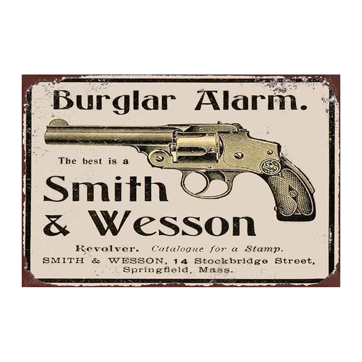 Smith Wesson Vintage Metall-Blechschild in Silber und Beige, Rechteckige Wanddekoration - Bild 1