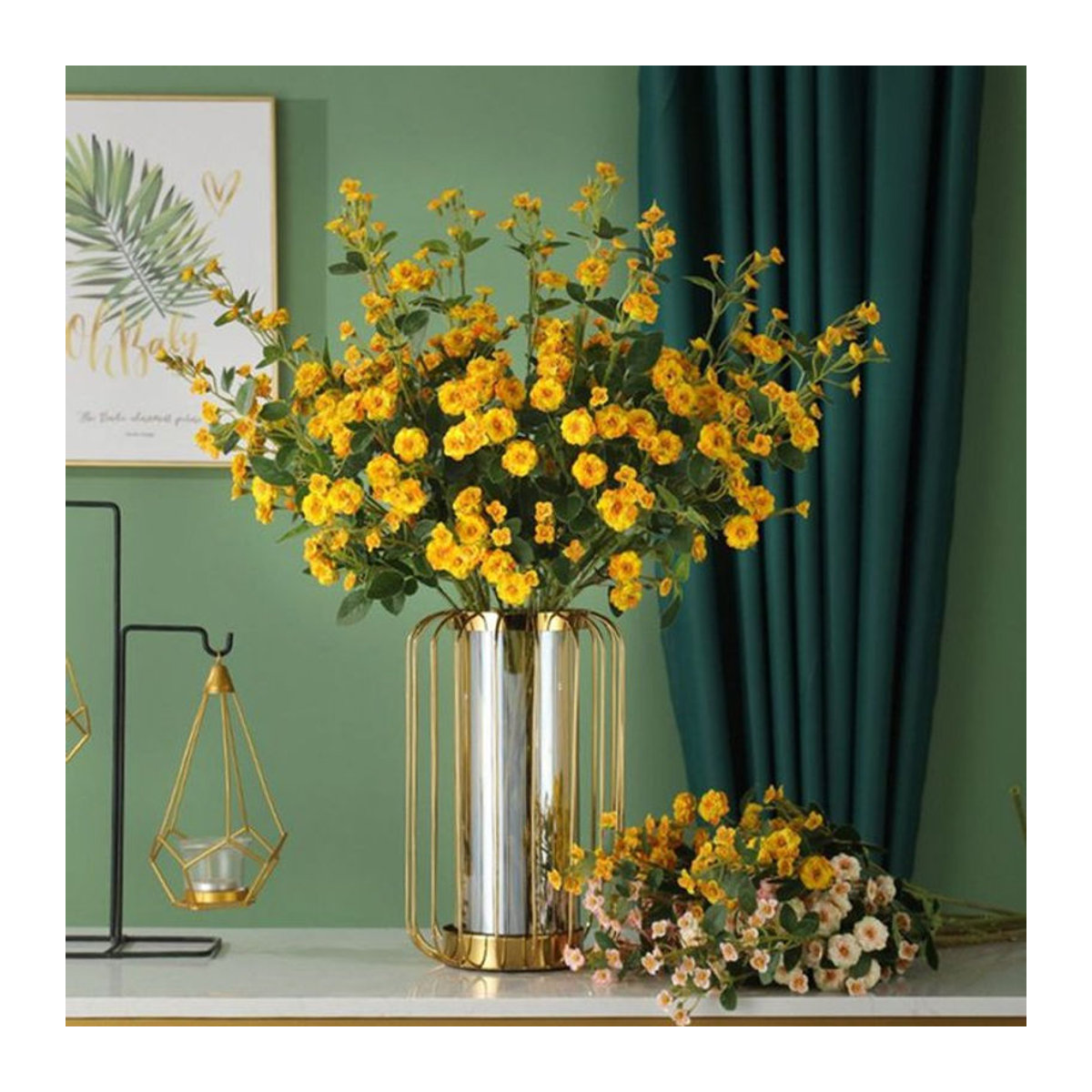 SMR Künstliches Margeriten Bouquet in Orange und Gelb für Tischdekoration und DIY-Kränze - Bild 1