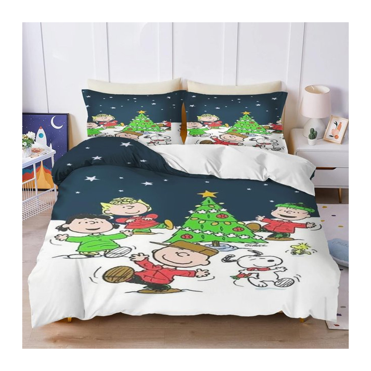 Snoopy Bettwäsche-Set 3-teilig mit niedlichem Cartoon-Print, Multicolor, B/H: 135 x 200 cm - Bild 1
