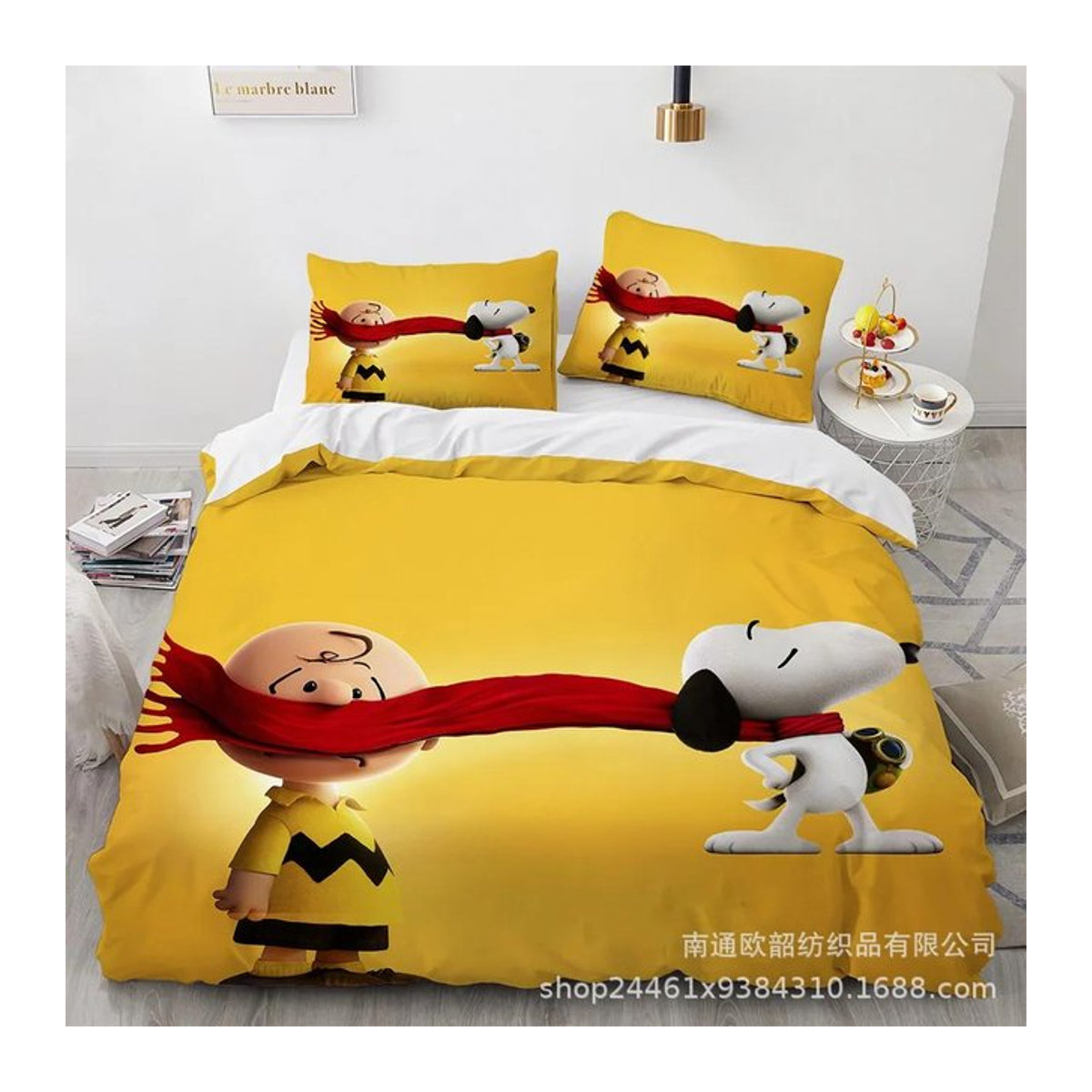 Snoopy Bettwäscheset mit Druck für Kinder und Erwachsene, bestehend aus Bettbezug und Kissenbezug, B/H: 200 x 200 cm - Bild 1