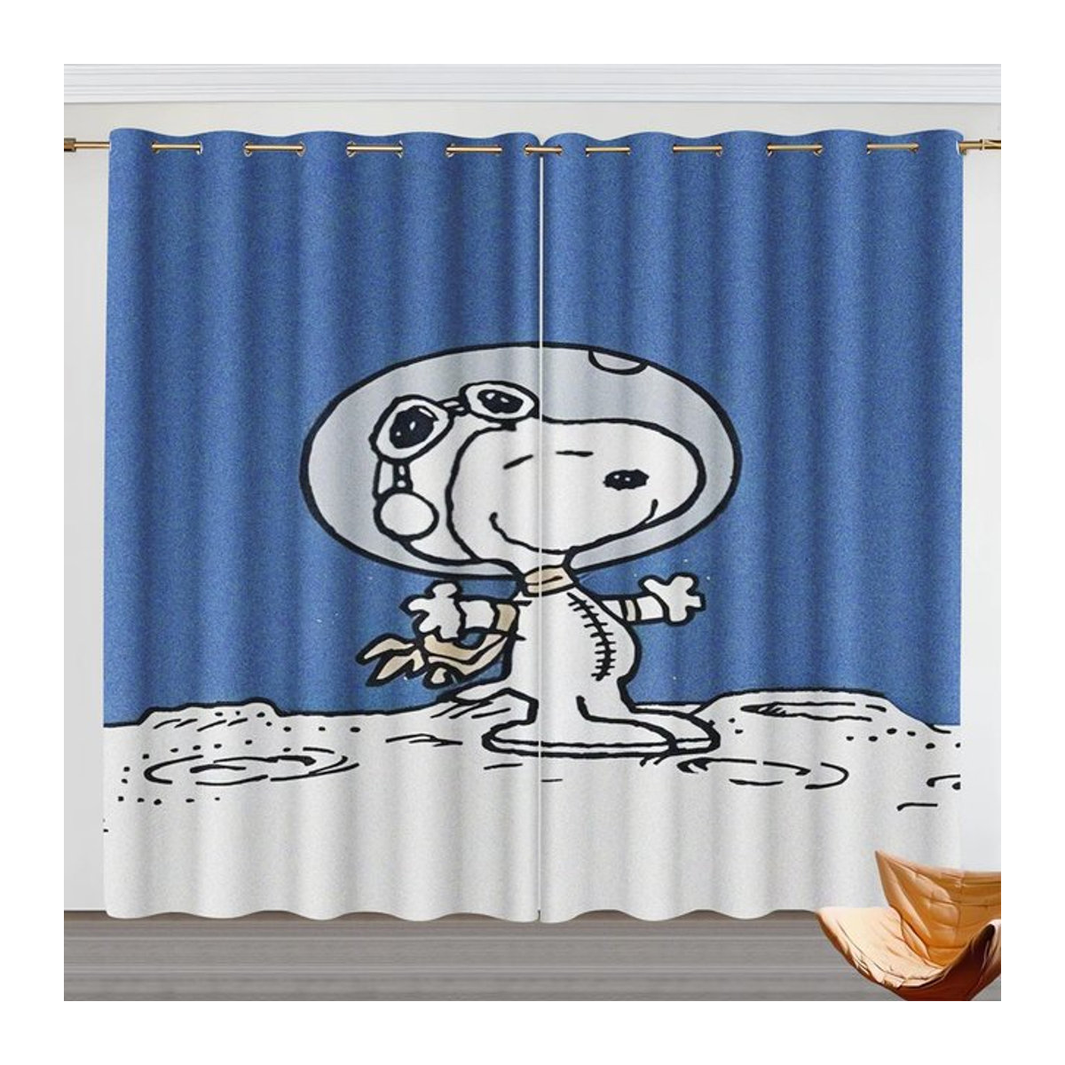Snoopy Cartoon Verdunkelungsvorhang für Kinderzimmer und Schlafzimmer aus Polyester, 2er-Set, B: 100 cm, H: 130 cm - Bild 1