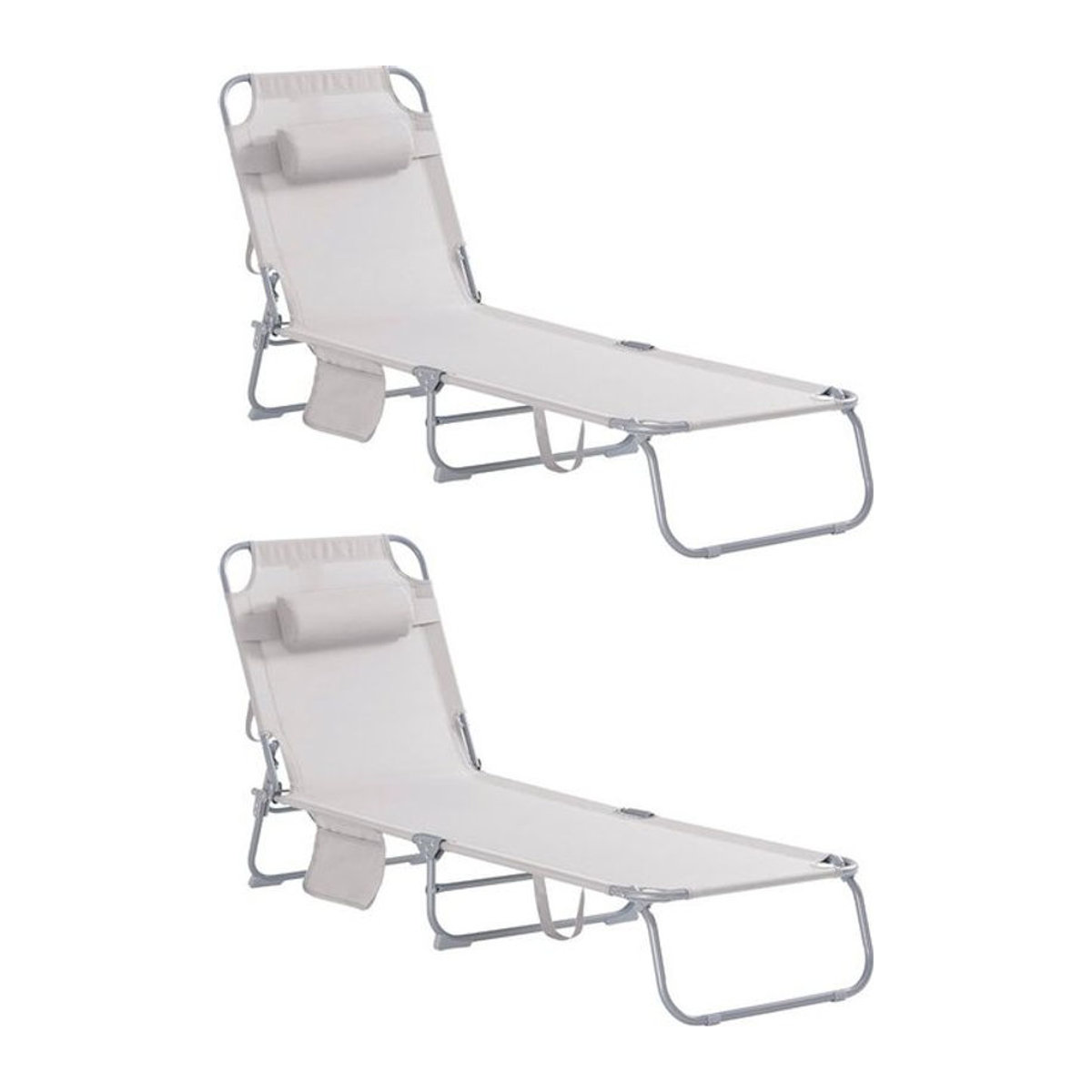 SoBuy 2er-Set Gartenliegen Beige Minimalistisch B: 167 cm, T: 56 cm, H: 81 cm - Bild 1