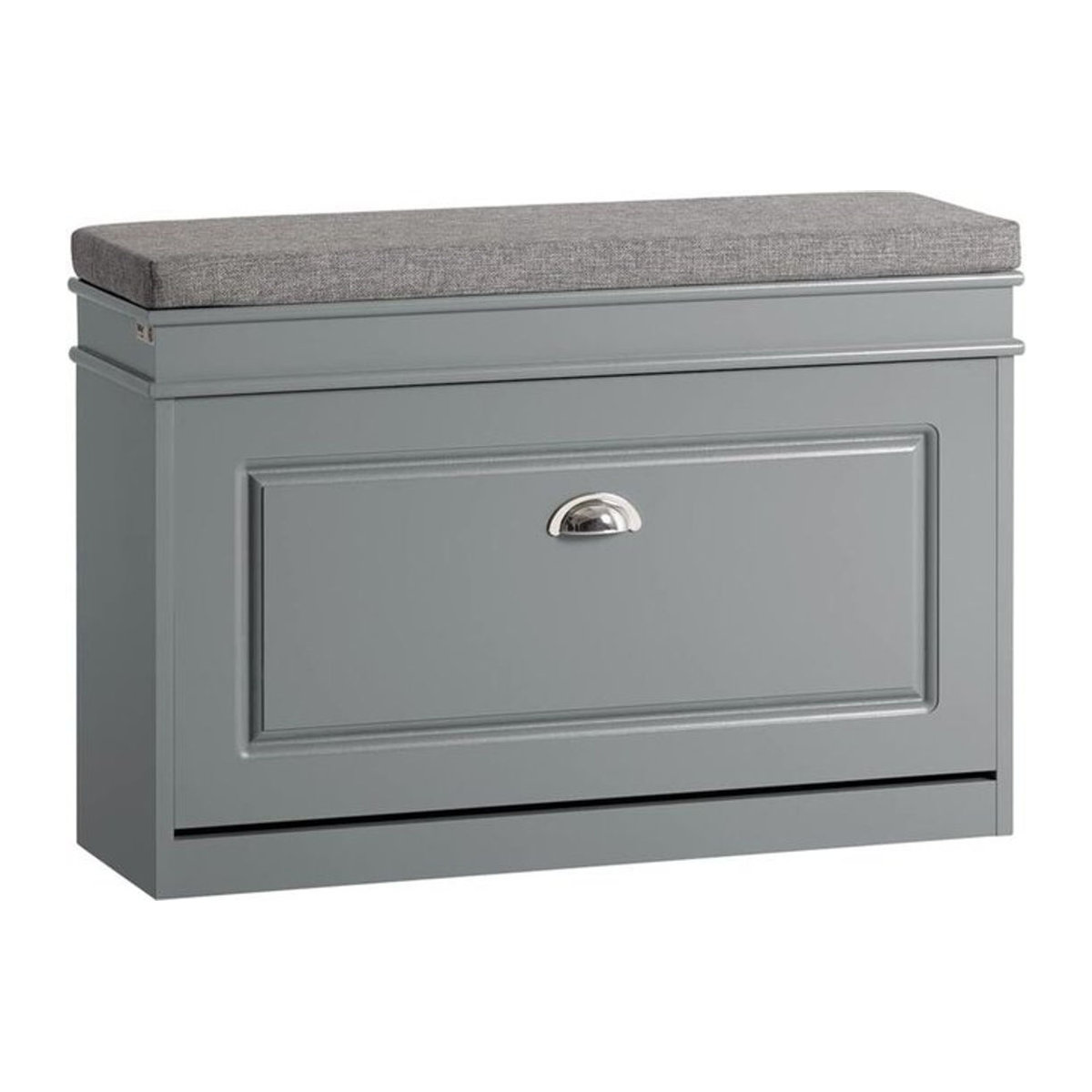 SoBuy Schuhkipper FSR82-L-HG Schuhschrank und Schuhbank mit Sitzkissen in Hellgrau, B/T/H: 75 x 51 x 24 cm - Bild 1