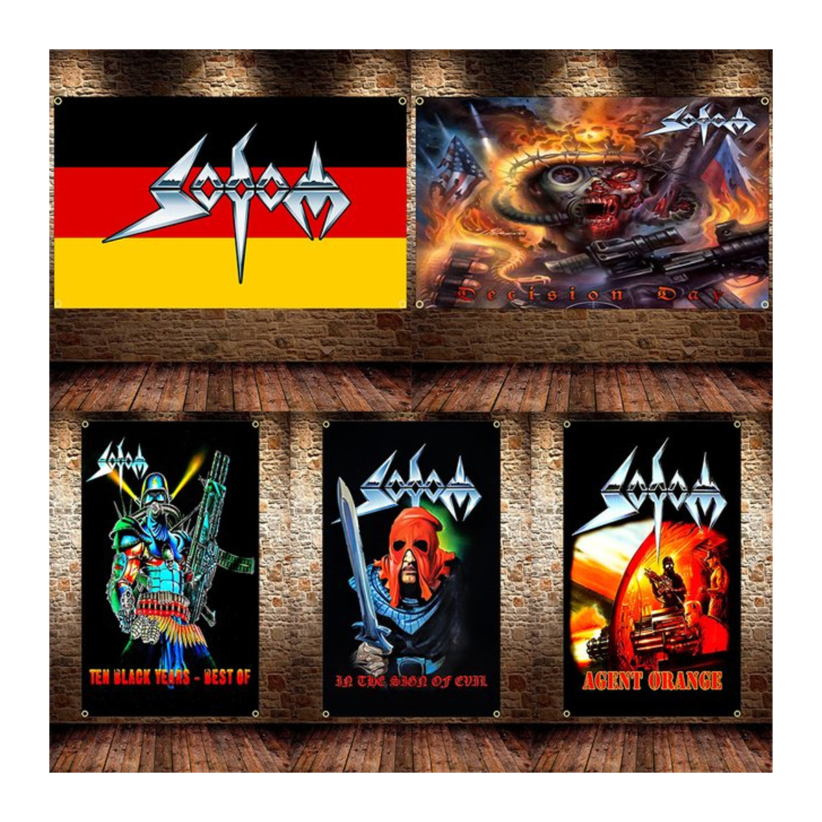 Sodoms Thrash Metal Band Banner aus Polyester, mehrfarbig, B: 150 cm, H: 90 cm - Bild 1