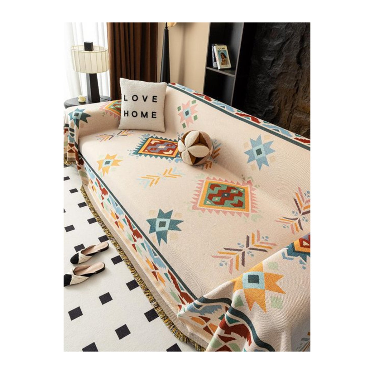 Sofa Überwurfdecke im nordischen Stil mit Waffel-Check-Druck, B/B: 180 x 130 cm - Bild 1