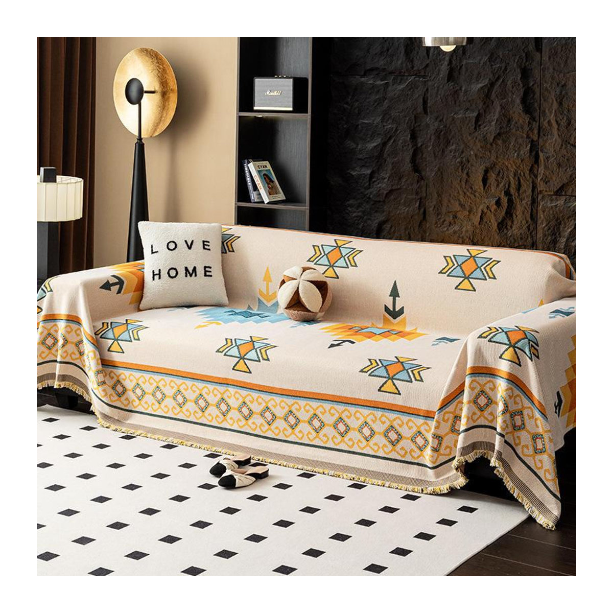 Sofa Überwurfdecke im nordischen Stil mit Waffel-Check-Druck, B/B: 180 x 130 cm - Bild 5